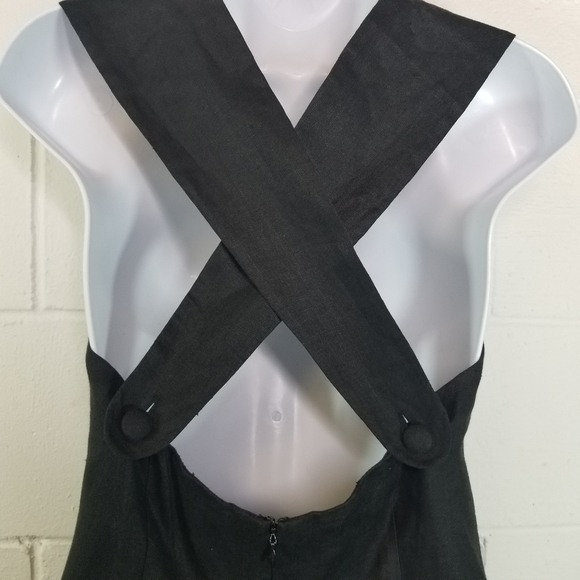 Vtg Elizabeth Wayman black linen criss cross back maxi dress - Picture 13 of 13